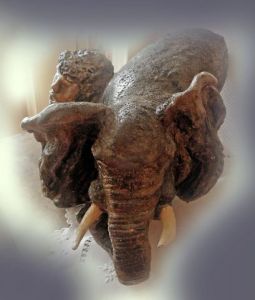 Voir le détail de cette oeuvre: SCULPTURE  TERRE ELEPHANT  ... SYMBIOSE DE L'HOMME & DE L'ELEPHANT